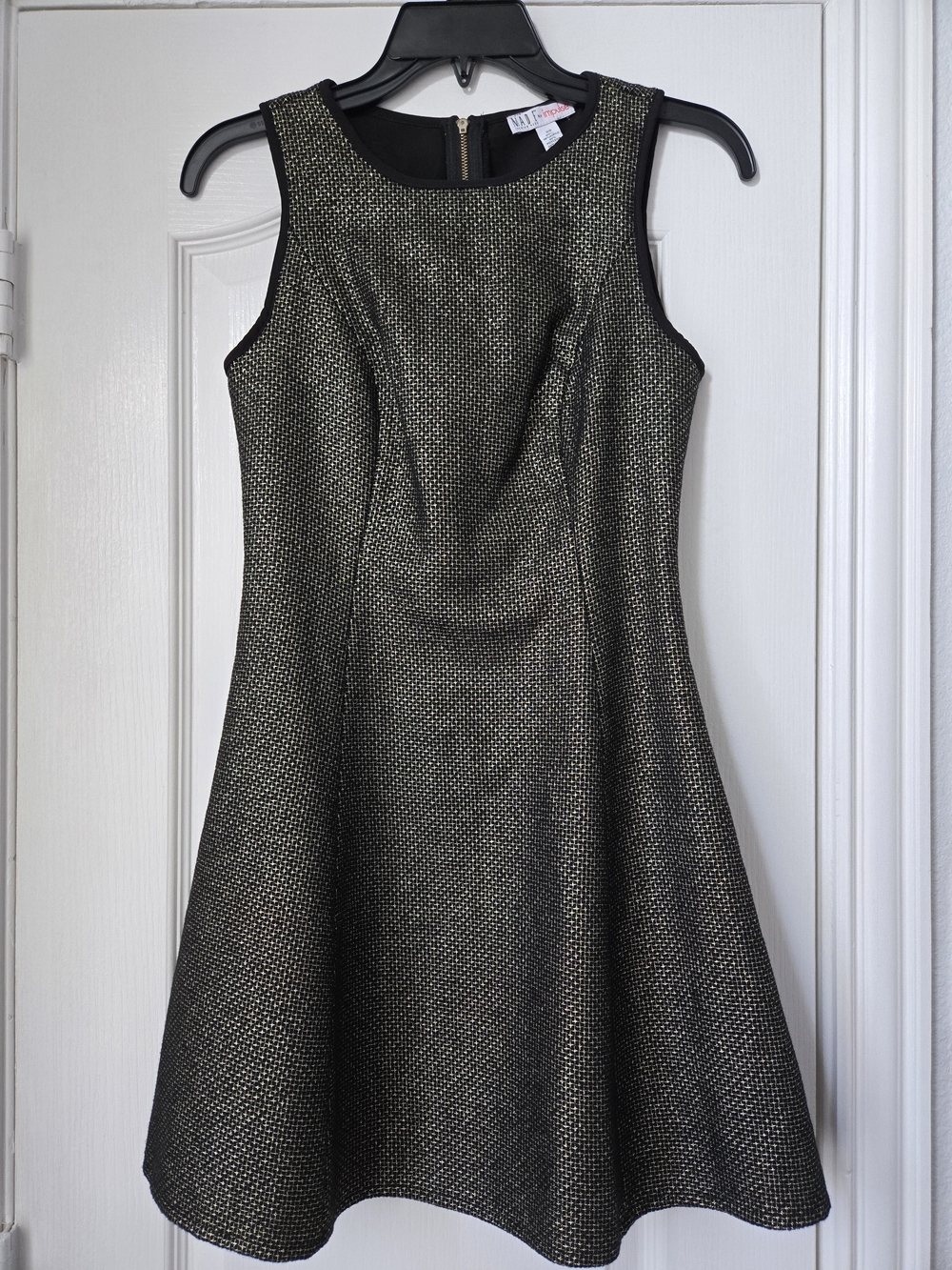 Made For Impulse Black and Gold Textured Dress With Back Cutout - Size XS